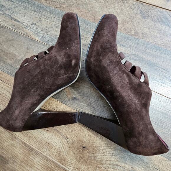 Enzo Angliolini Brown Suede Leather Strappy Buckle Detail Chunky Heel Shoes 6 - Picture 4 of 16